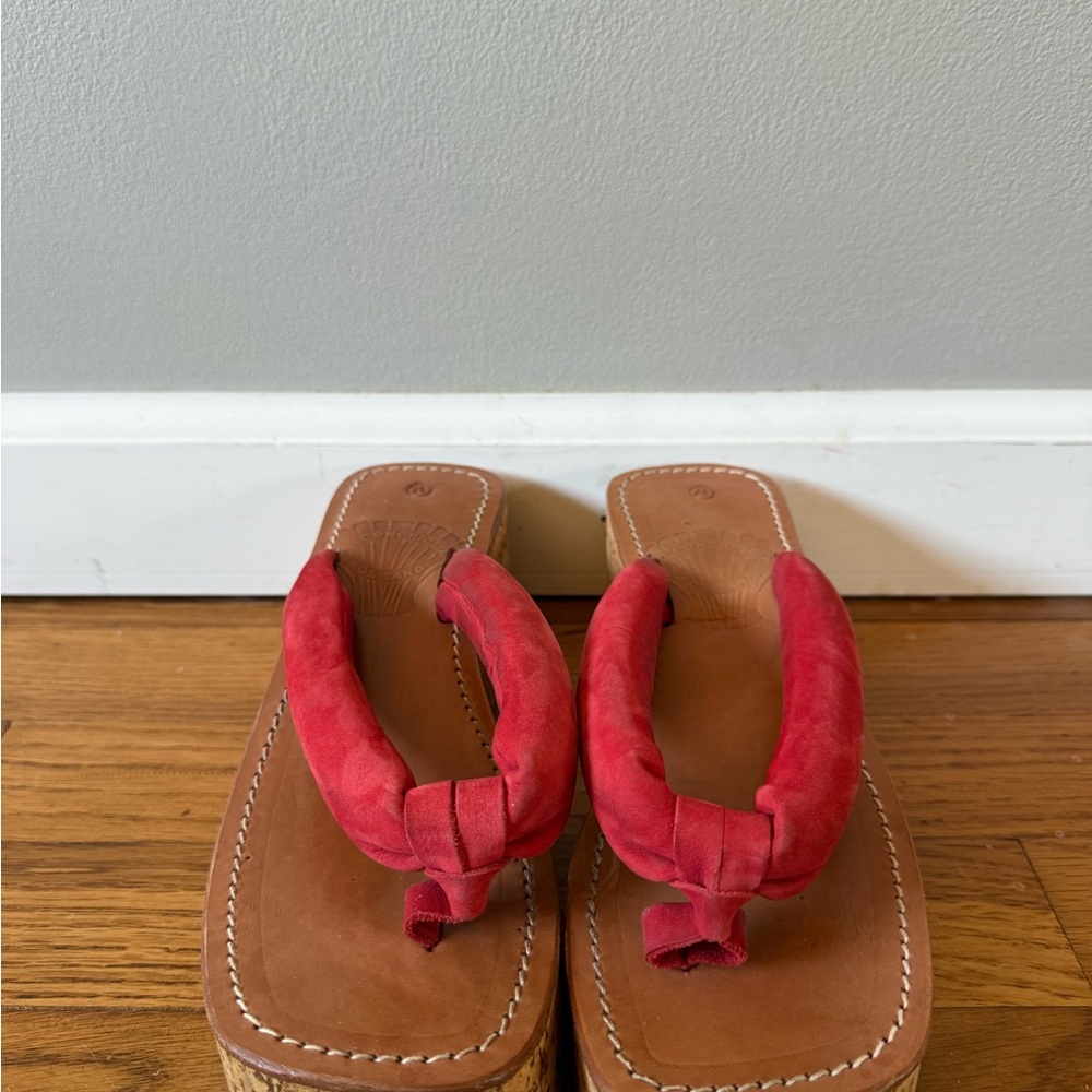 Red wedge thong Sandals